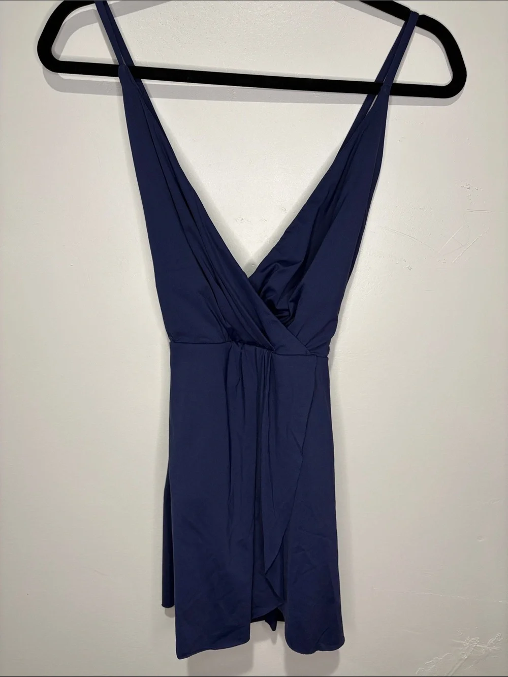 Anne Cole Navy Deep V Wrap Swim Romper